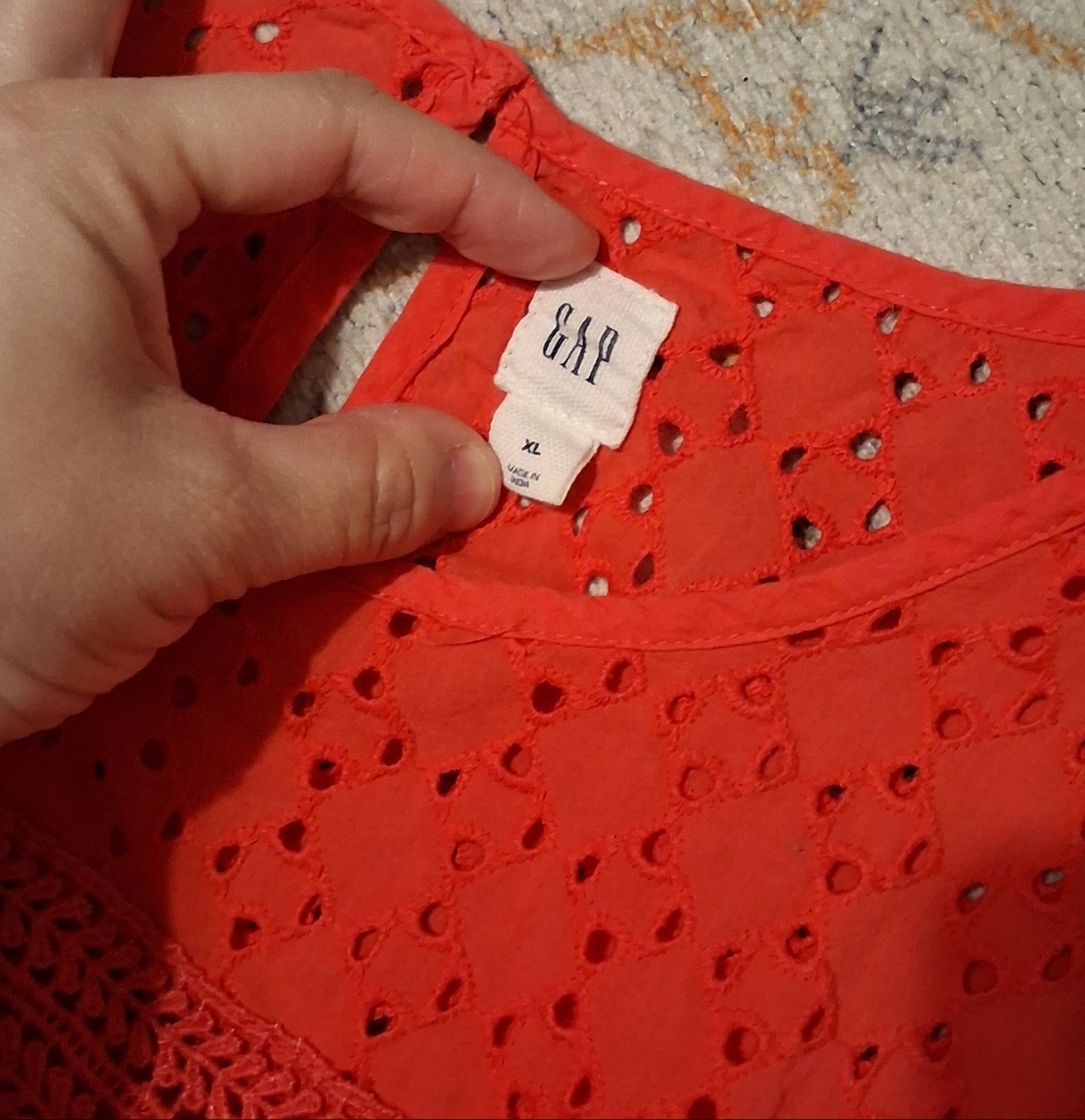 Gap Bright Coral Eyelet Sleeveless Mini - Picture 3 of 4